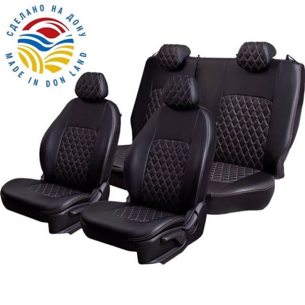 Чехлы Экокожа Турин Ромб на Fiat Albea 2002-2012 г.в.